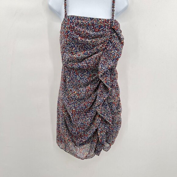 BCBGeneration Women's Spaghetti Multicolor Ruffle Ruched Mini Lined Dress 4 - Picture 1 of 11